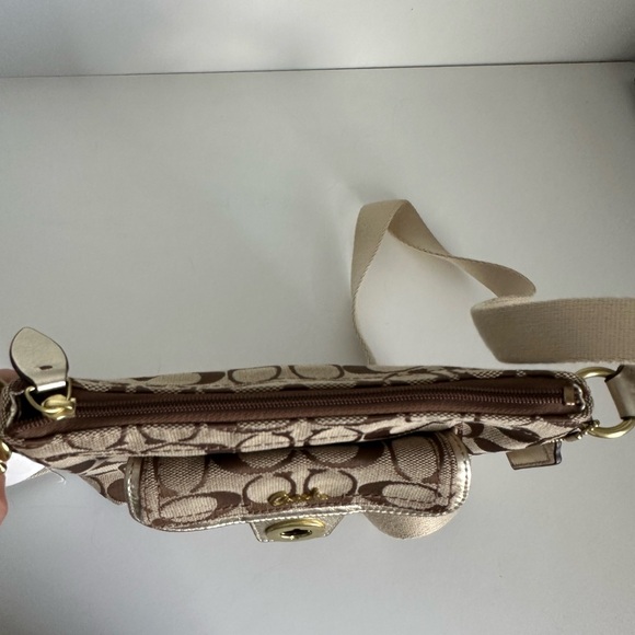 Coach Brown and Cream Signature Crossbody Bag - Picture 10 of 10
